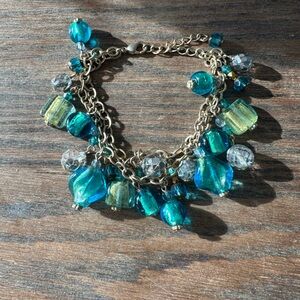 Elegant Blue and Gold Charm Bracelet